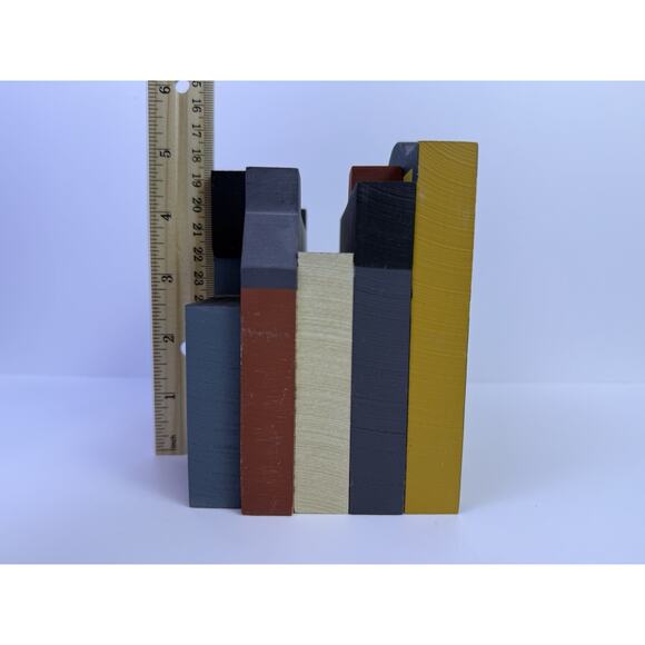 The Cat’s Meow 1986 Series IV Set Of 5 Wooden Painted Shelf Sitter Village - Picture 9 of 10